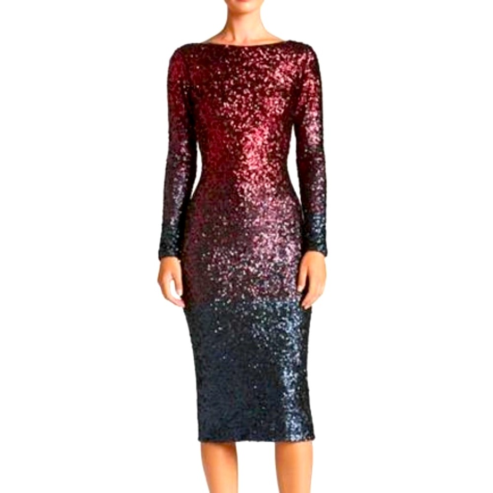Dress the Population long sleeve Sequin ombré Bodycon Dress